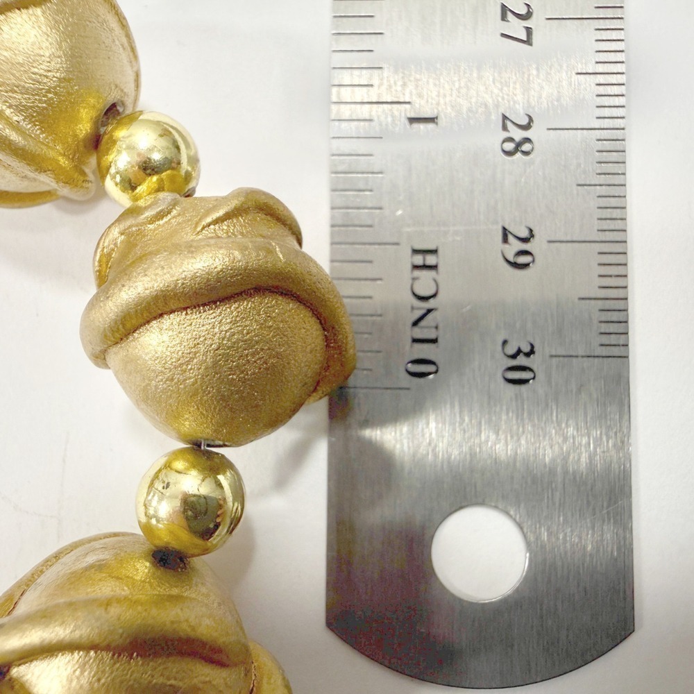 Chunky Gold Tone Statement Necklace Large Textured Beads Clasp Party Vintage - Picture 8 of 9